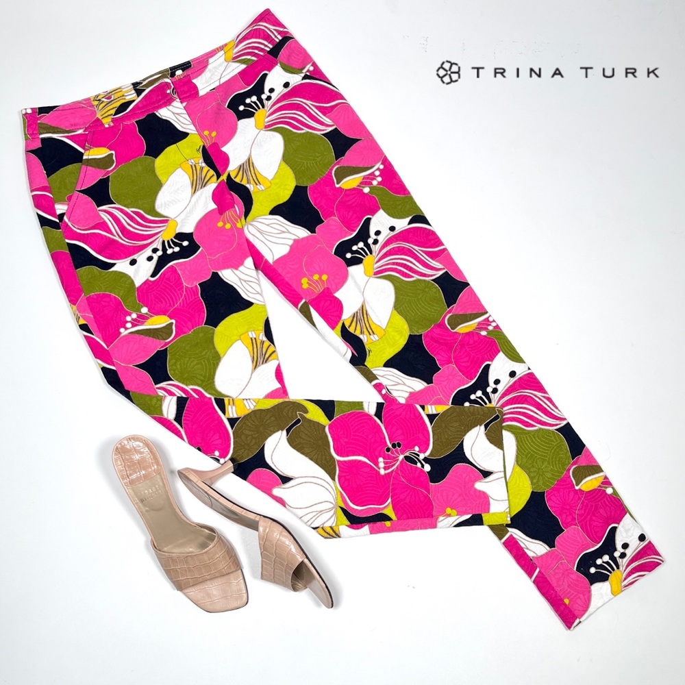 TRINA TURK Los Angeles tropical floral trousers pants - Picture 4 of 11